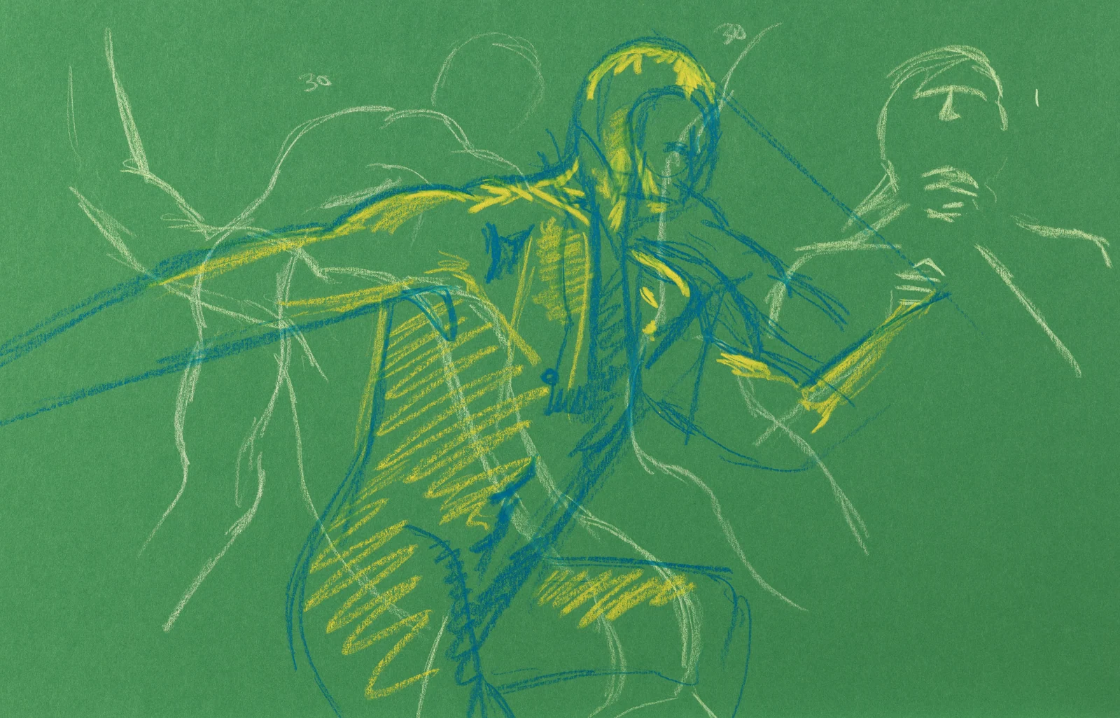 Gesture sheet, 3 poses by Riley Adamson