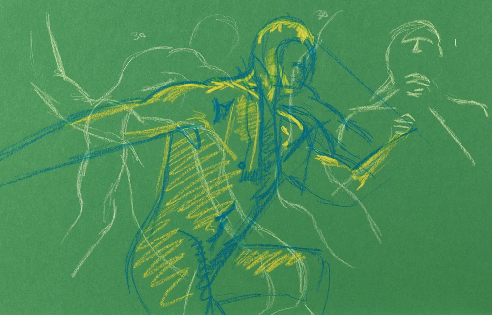 Gesture sheet, 3 poses by Riley Adamson