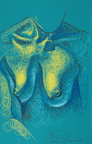 Seated figure, front view by Riley Adamson