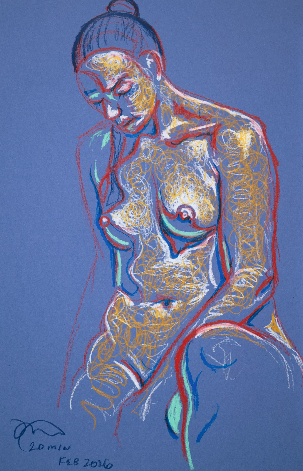Seated figure, front view by Riley Adamson