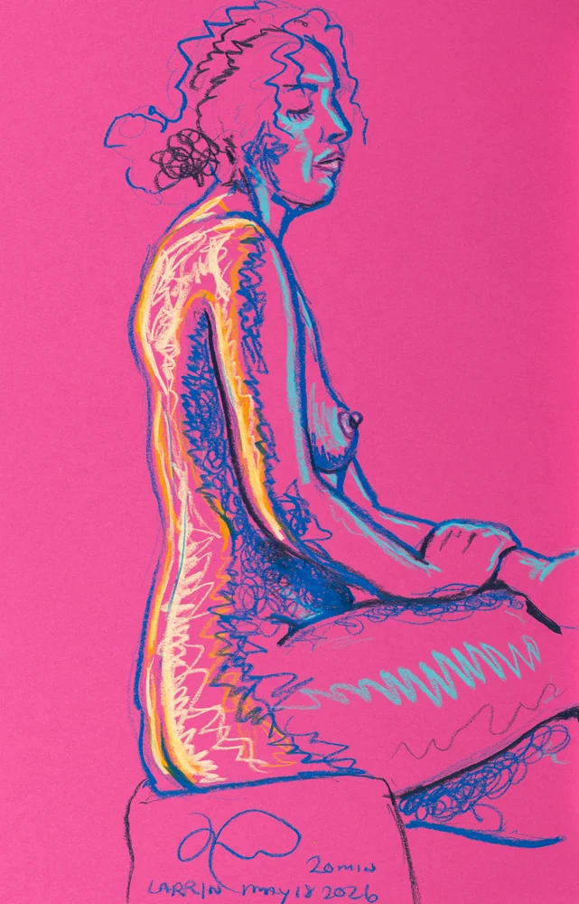 Seated figure, side view by Riley Adamson