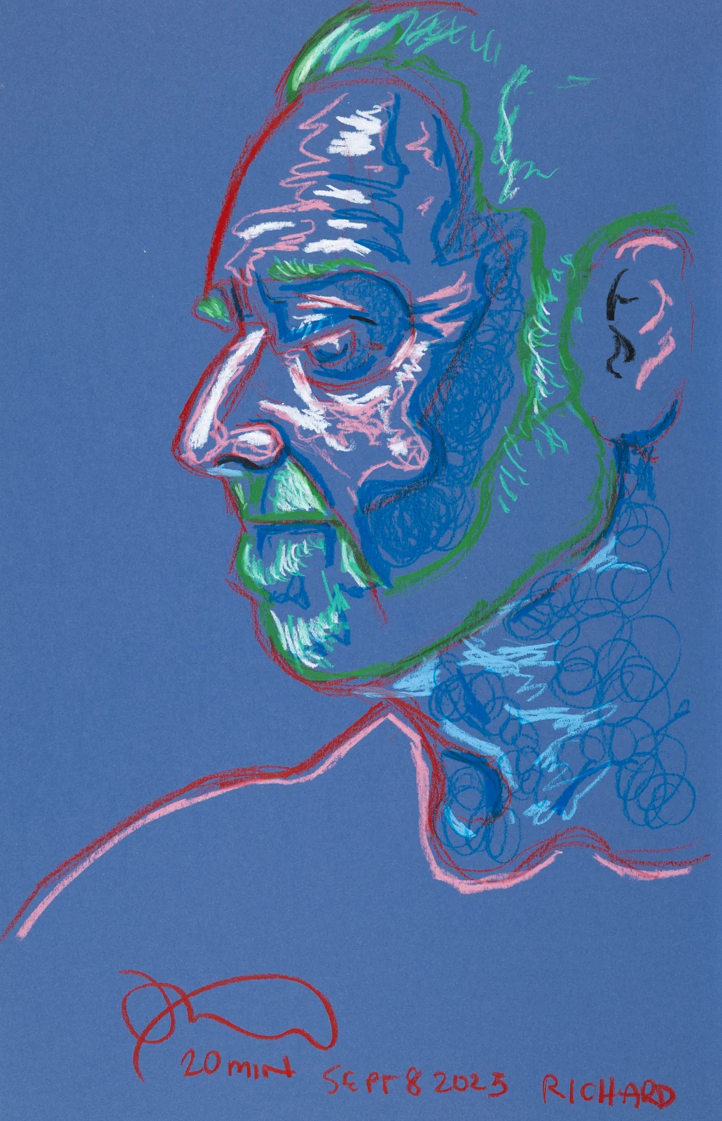 Figure drawing, side view by Riley Adamson