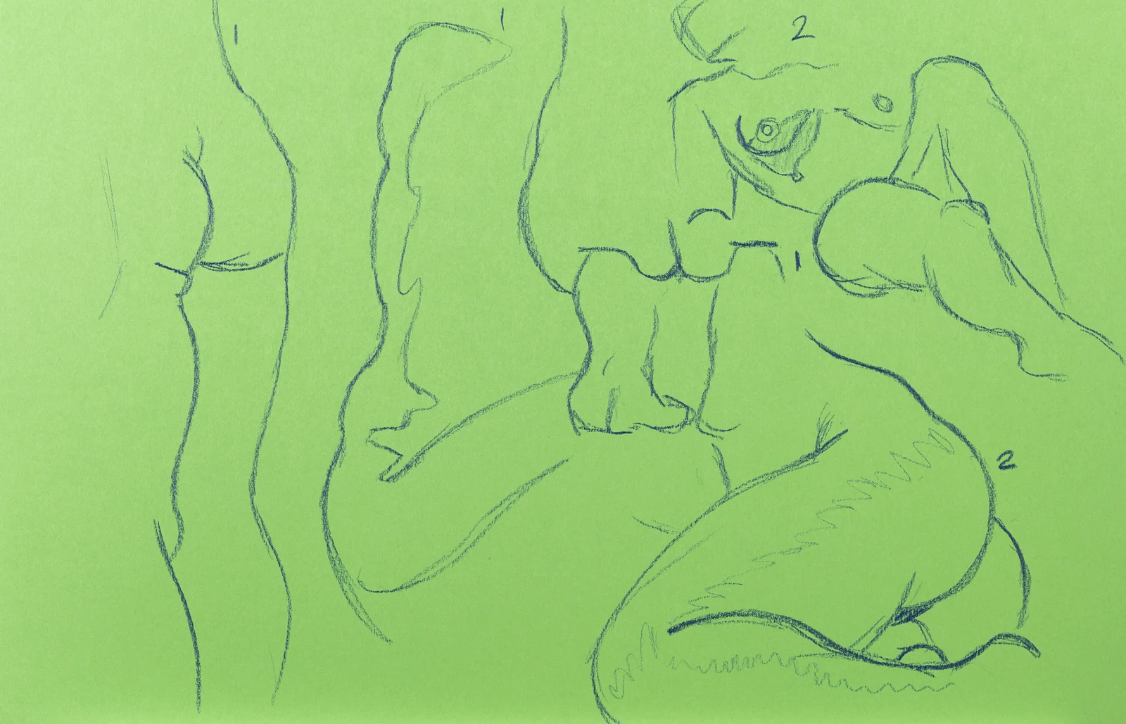 Gesture sheet, 2 poses by Riley Adamson