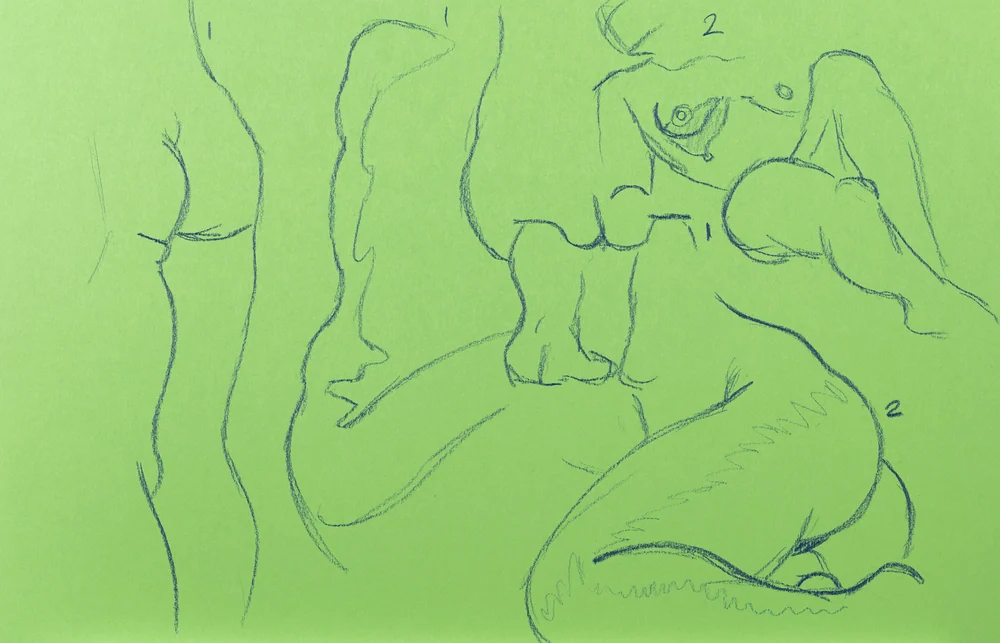 Gesture sheet, 2 poses by Riley Adamson