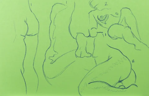Gesture sheet, 2 poses by Riley Adamson
