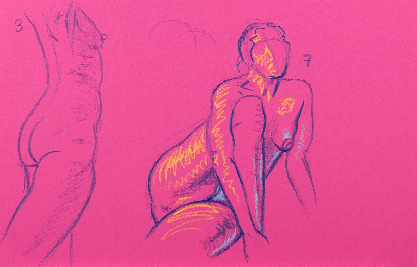 Gesture sheet, 2 poses by Riley Adamson