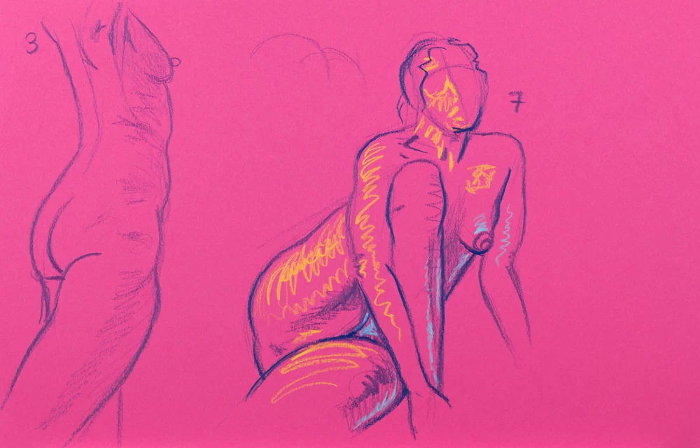 Gesture sheet, 2 poses by Riley Adamson
