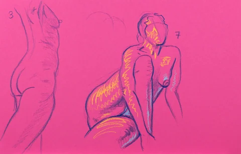 Gesture sheet, 2 poses by Riley Adamson