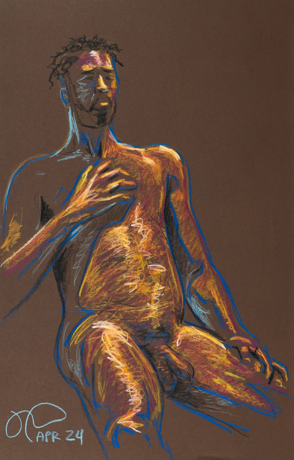Seated figure, front view by Riley Adamson