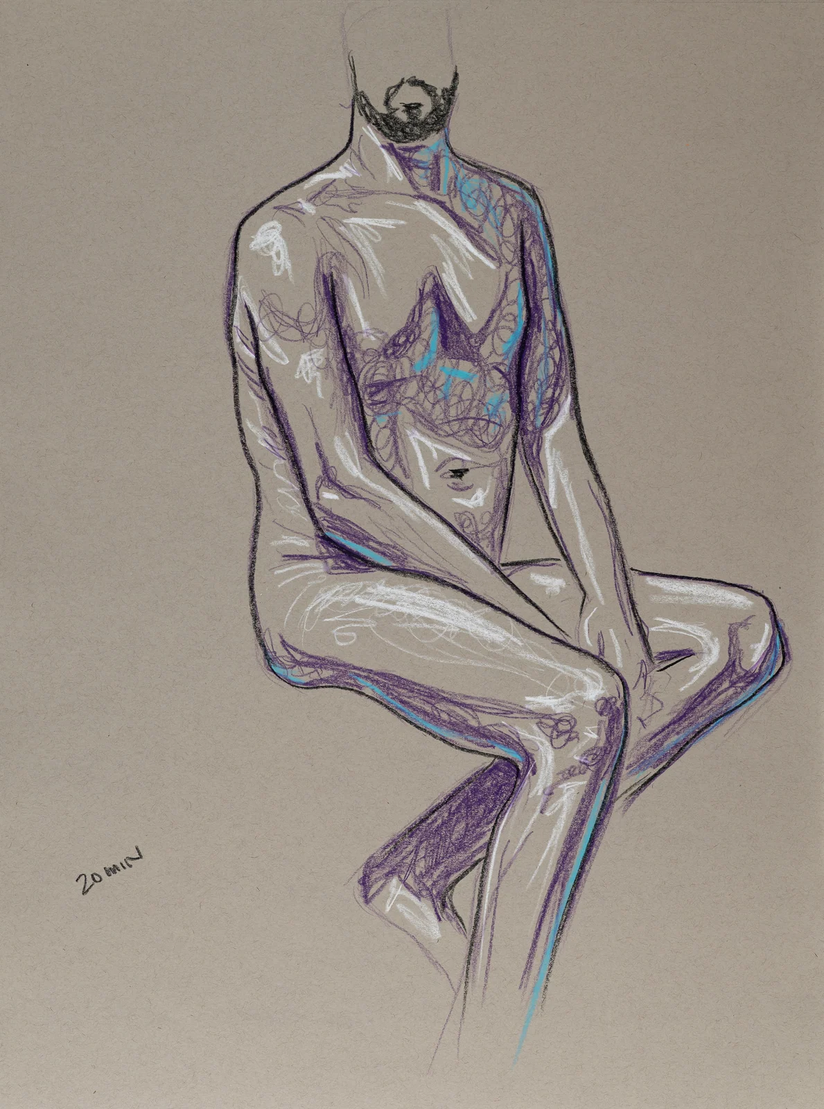 Seated figure, front view by Riley Adamson