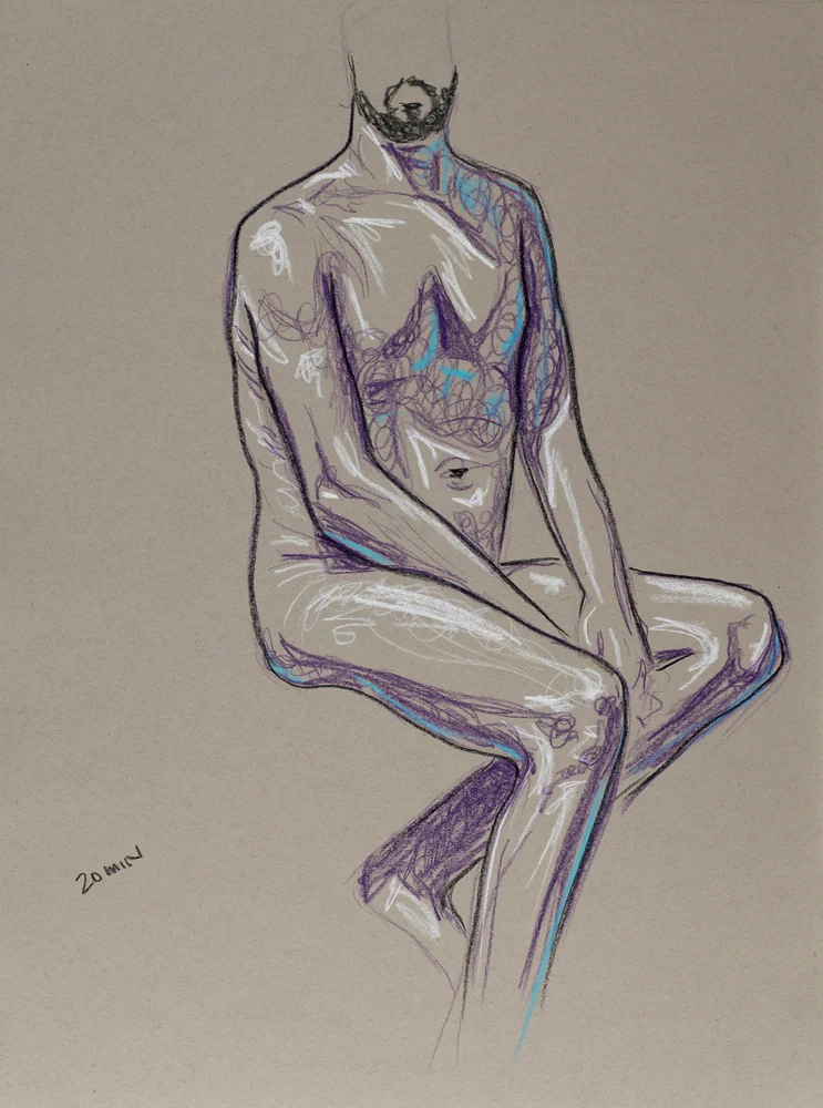 Seated figure, front view by Riley Adamson
