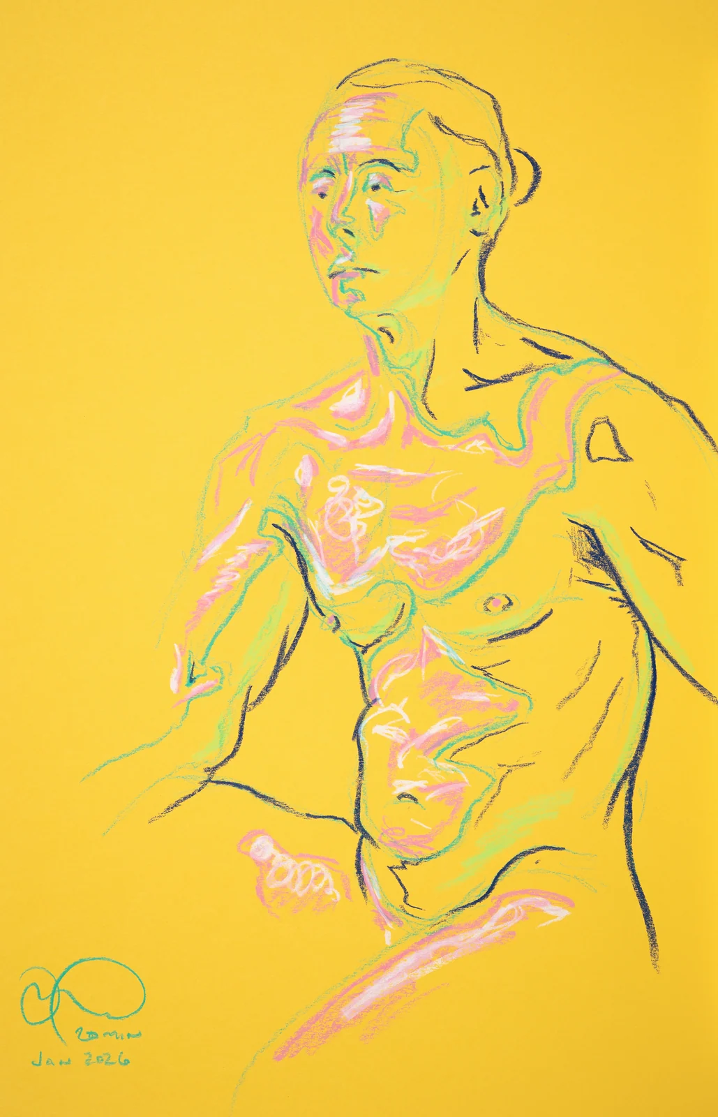 Seated figure, front view by Riley Adamson