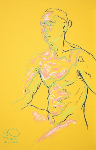 Seated figure, front view by Riley Adamson