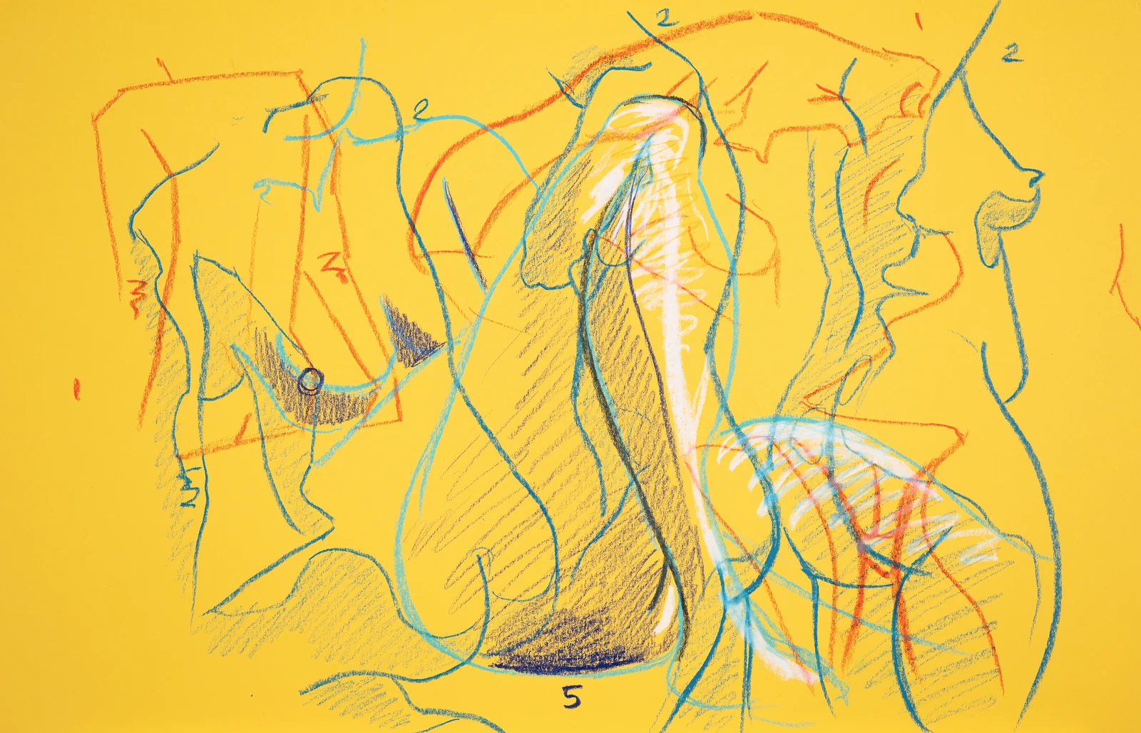 Gesture sheet, 5 poses by Riley Adamson