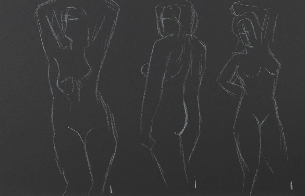 Gesture sheet, 3 poses by Riley Adamson