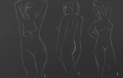 Gesture sheet, 3 poses by Riley Adamson