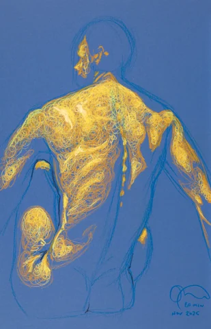 Seated figure, back view by Riley Adamson
