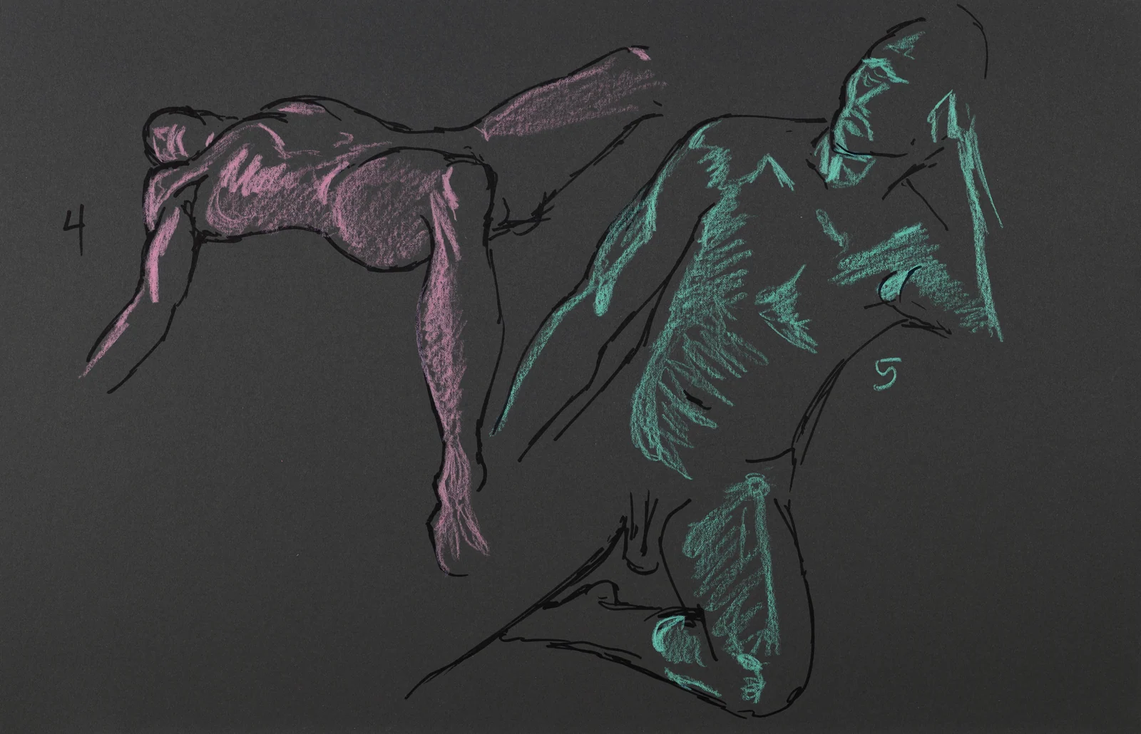 Gesture sheet, 2 poses by Riley Adamson