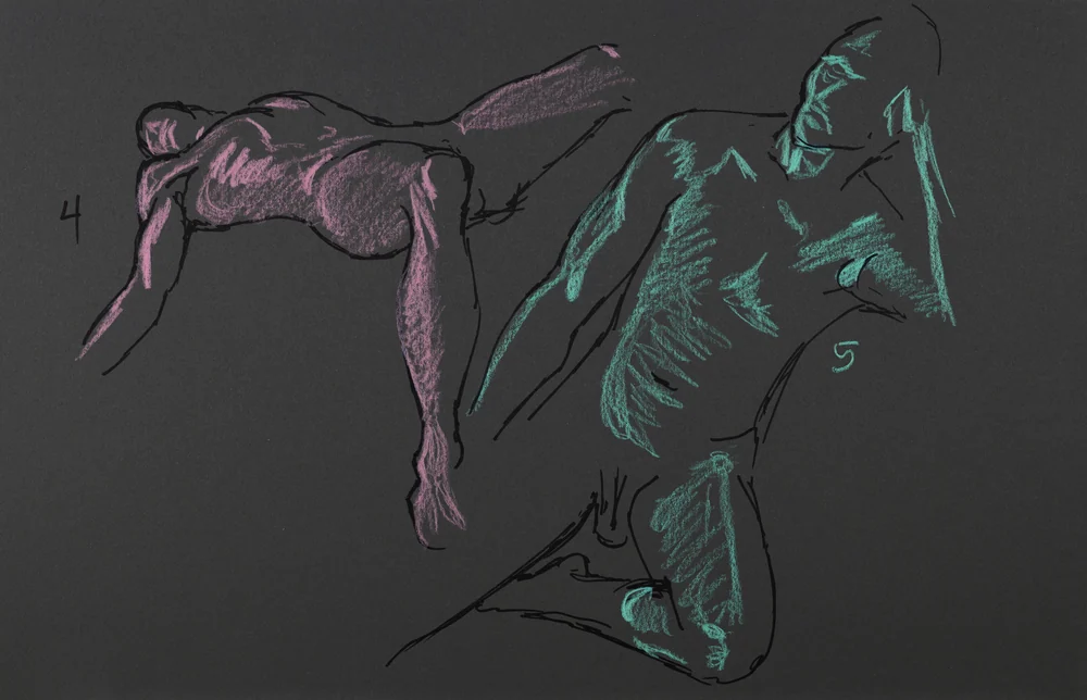 Gesture sheet, 2 poses by Riley Adamson