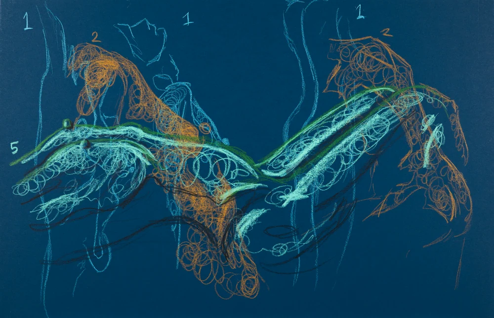 Gesture sheet, 2 poses by Riley Adamson