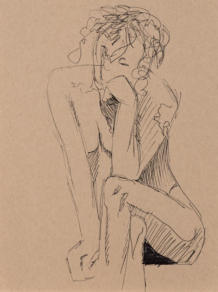 Seated figure, front view by Riley Adamson