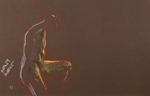 Seated figure, side view by Riley Adamson