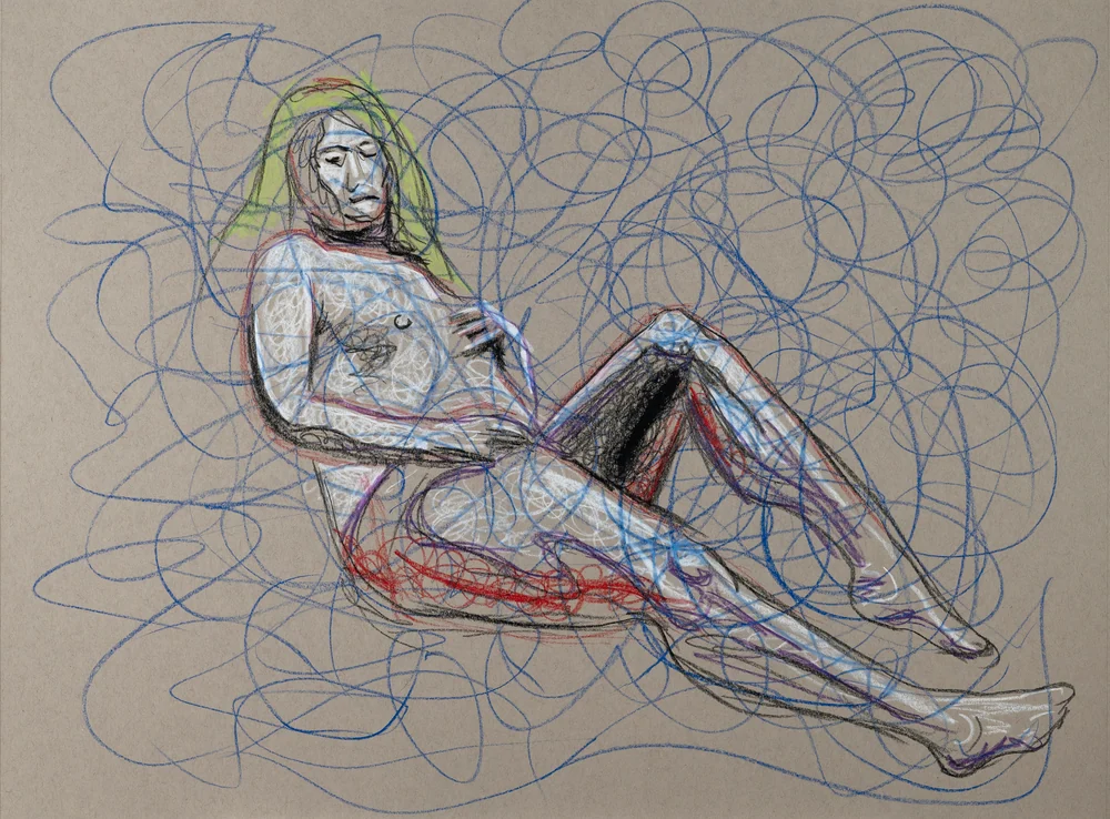 Seated figure, front view by Riley Adamson