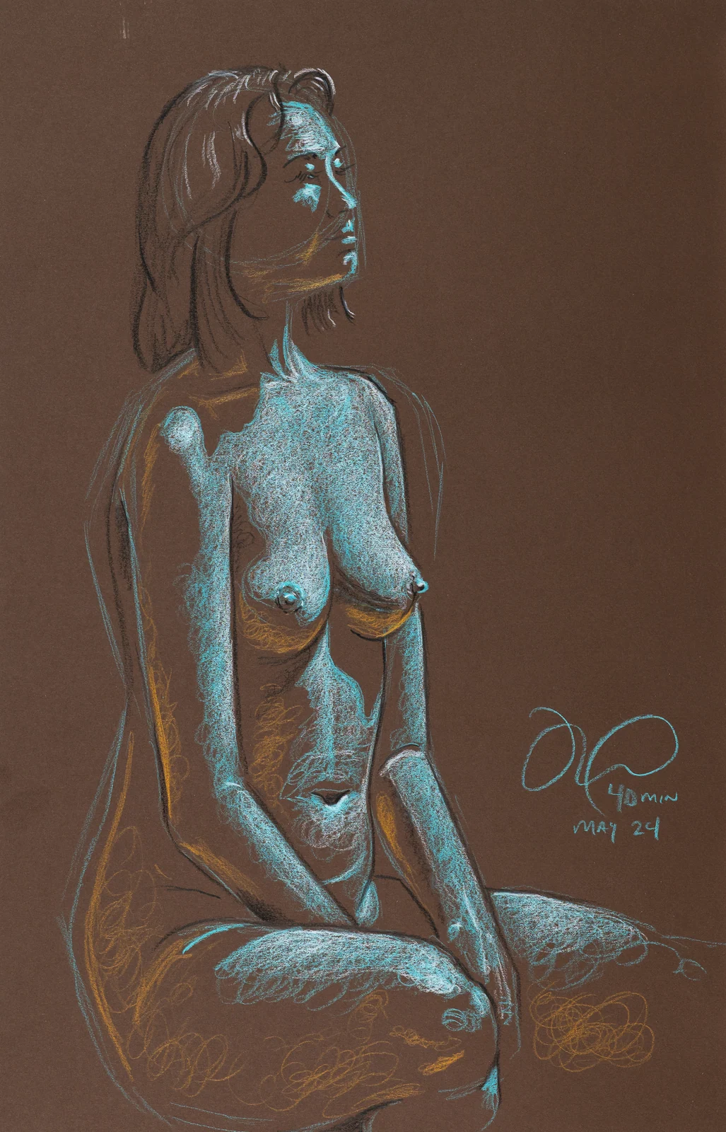Seated figure, front view by Riley Adamson