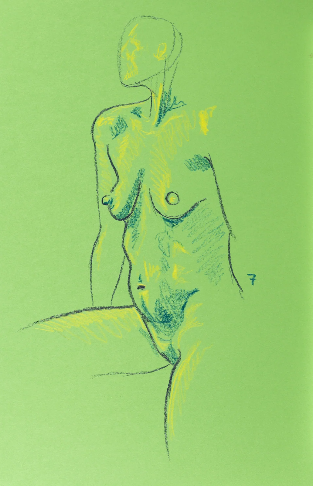 Seated figure, front view by Riley Adamson