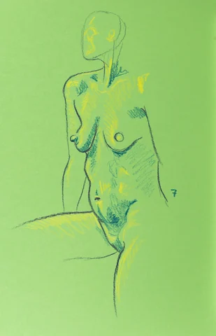Seated figure, front view by Riley Adamson