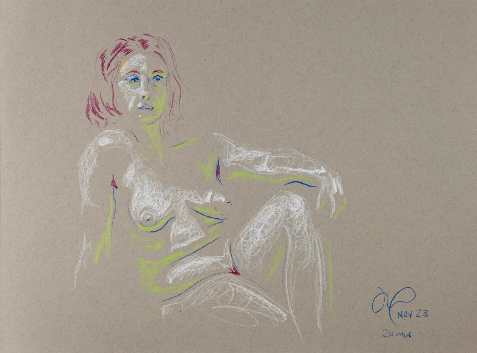 Seated figure, front view by Riley Adamson