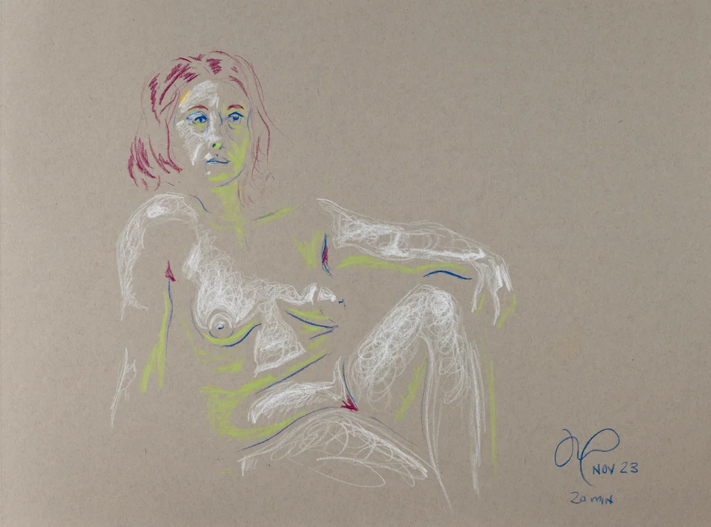 Seated figure, front view by Riley Adamson