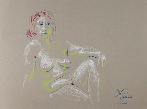Seated figure, front view by Riley Adamson