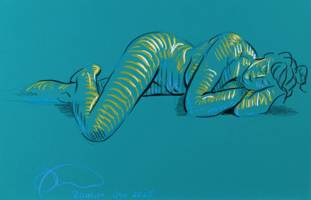 Figure drawing, side view by Riley Adamson