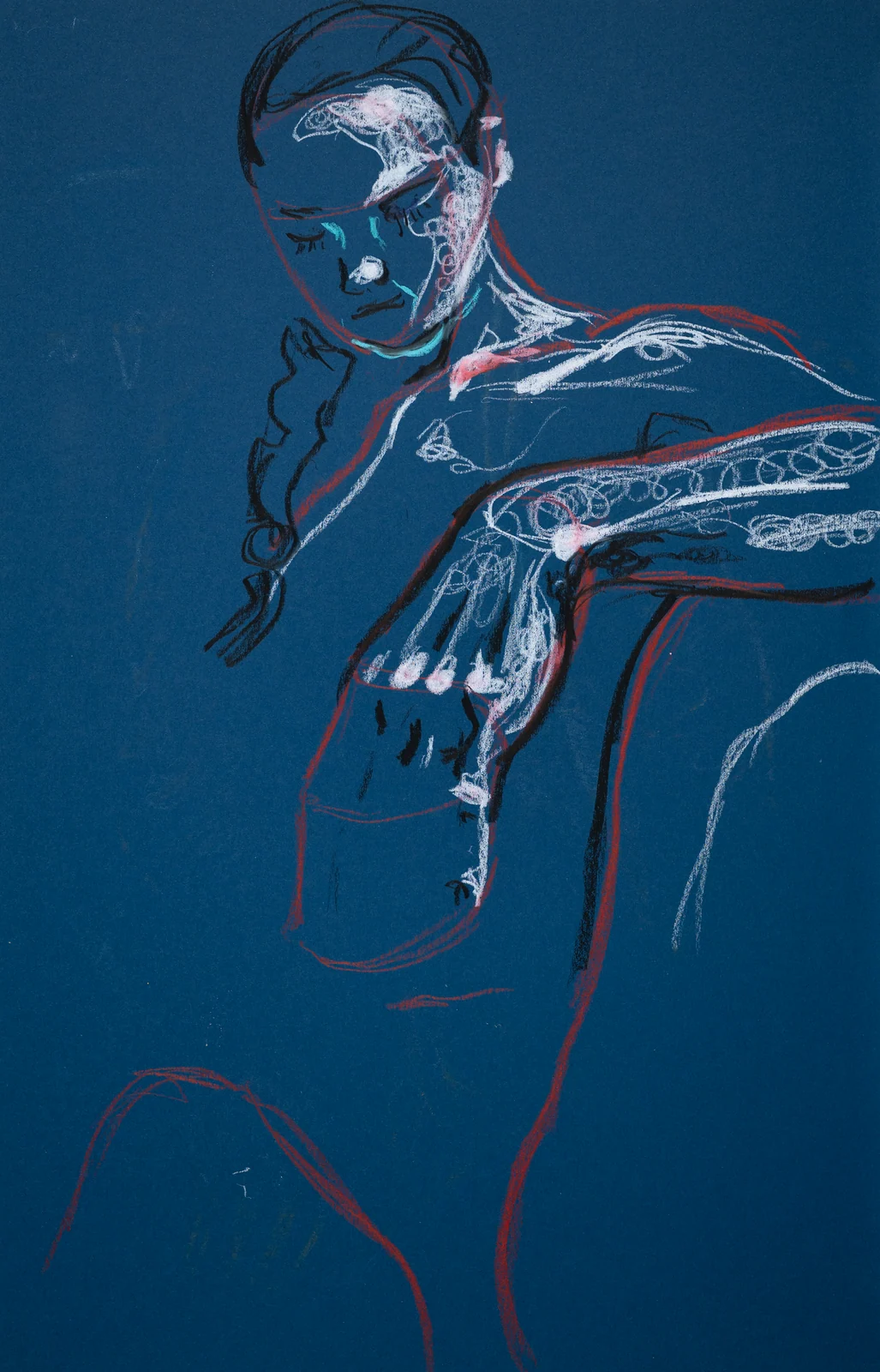 Seated figure, front view by Riley Adamson