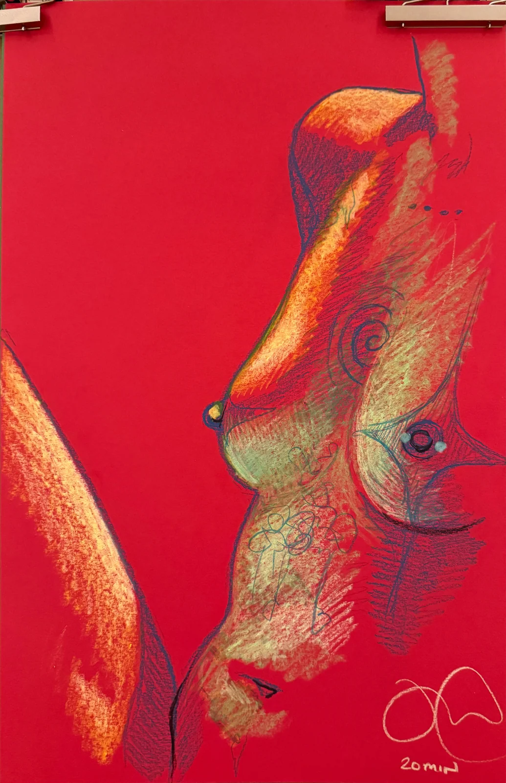 Figure drawing, side view by Riley Adamson