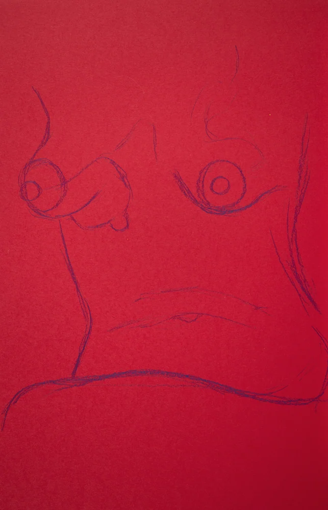 Seated figure, front view by Riley Adamson