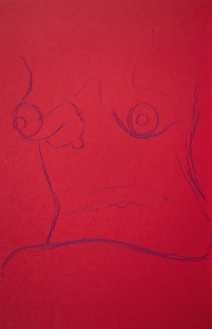 Seated figure, front view by Riley Adamson