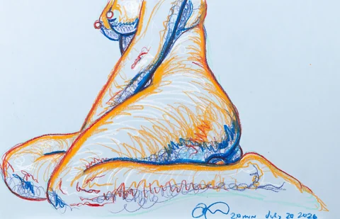 Seated figure, side view by Riley Adamson