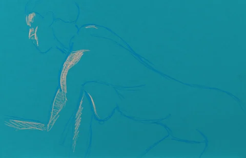 Crouching figure, side view by Riley Adamson
