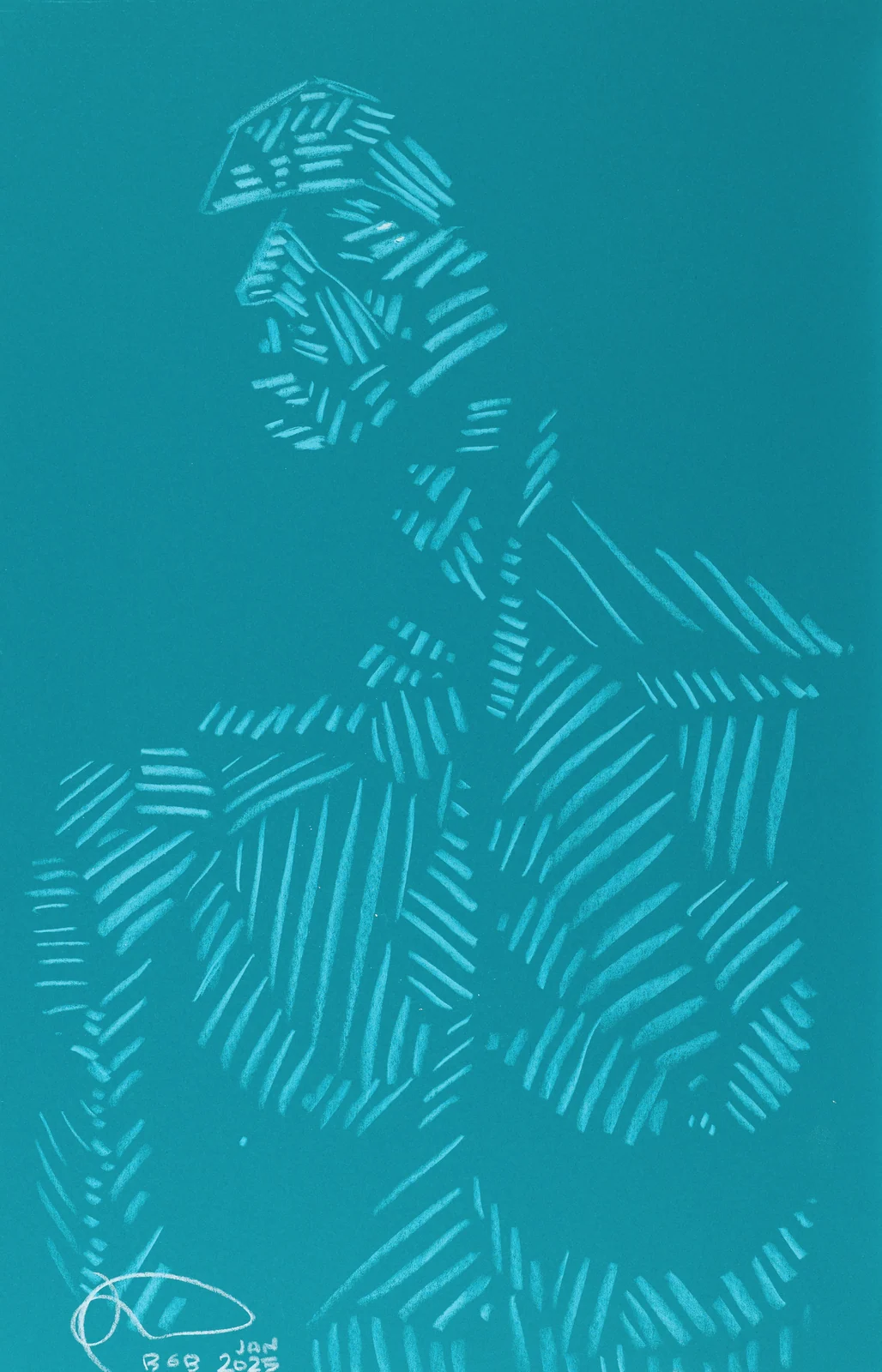 Seated figure, side view by Riley Adamson