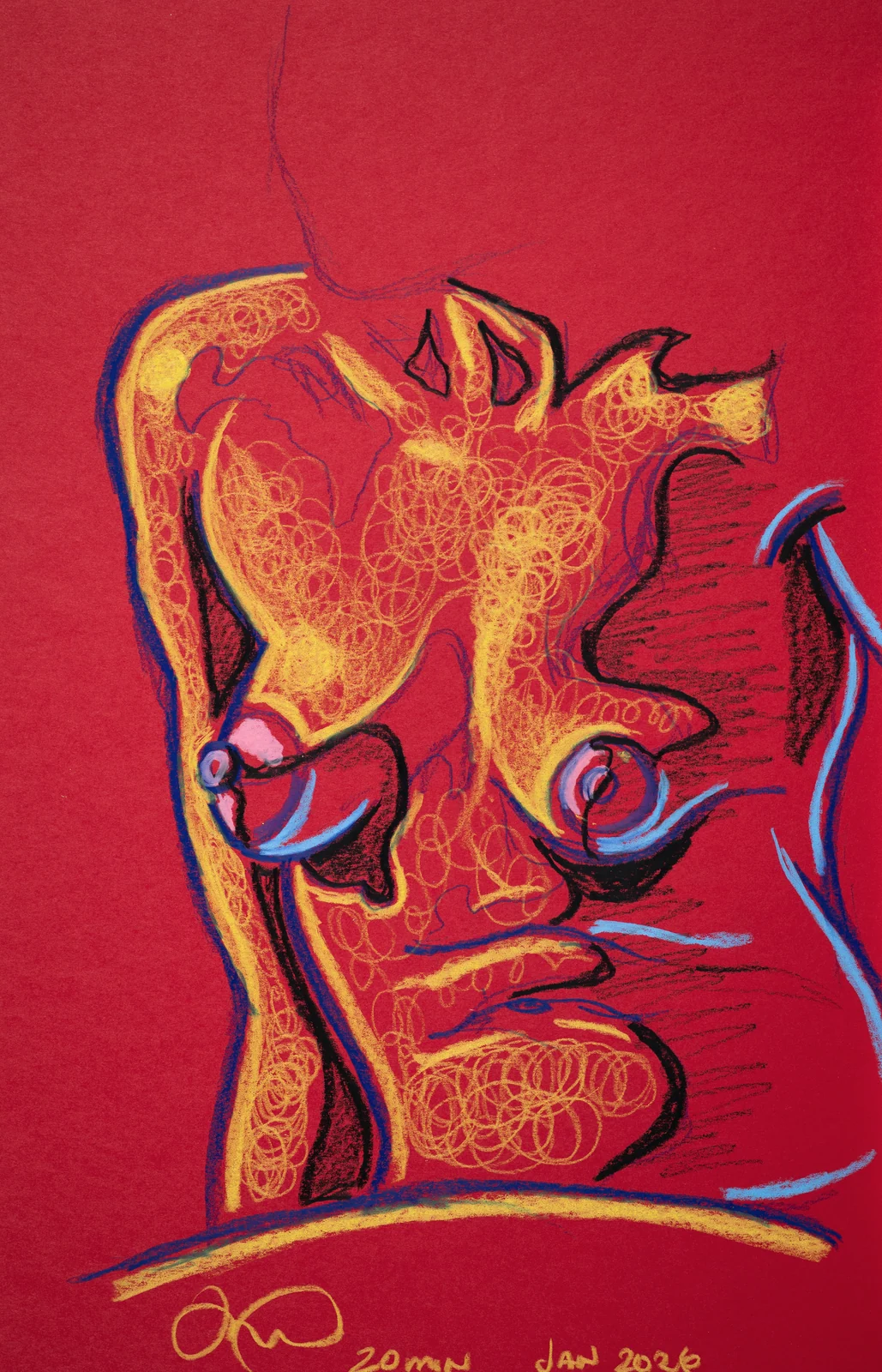 Seated figure, front view by Riley Adamson