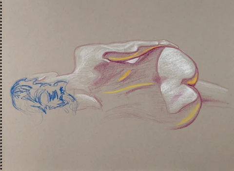 Lying-side figure, back view