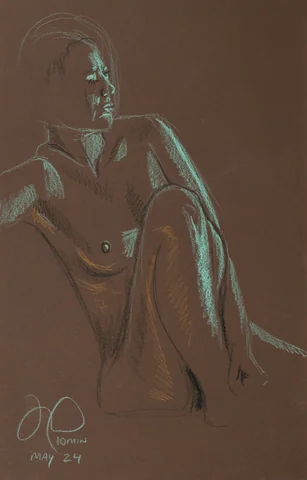 Seated figure, front view by Riley Adamson