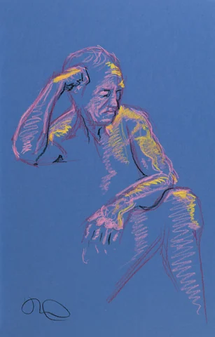 Seated figure, front view by Riley Adamson