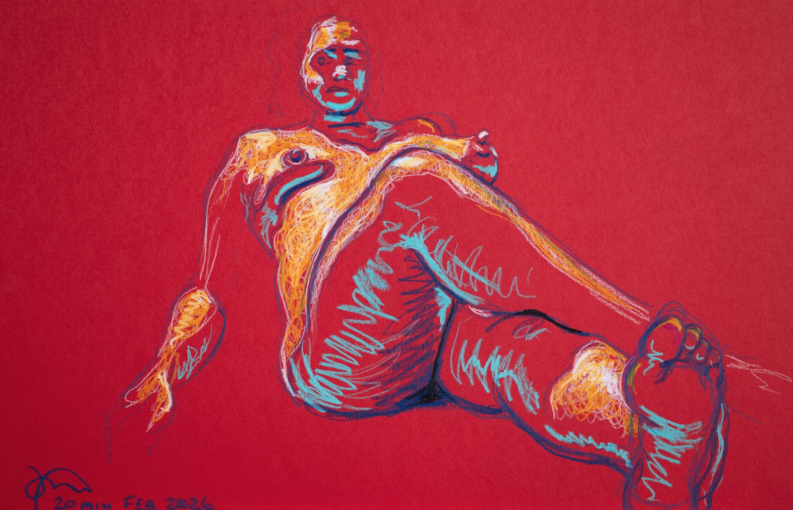 Seated figure, from-below view by Riley Adamson