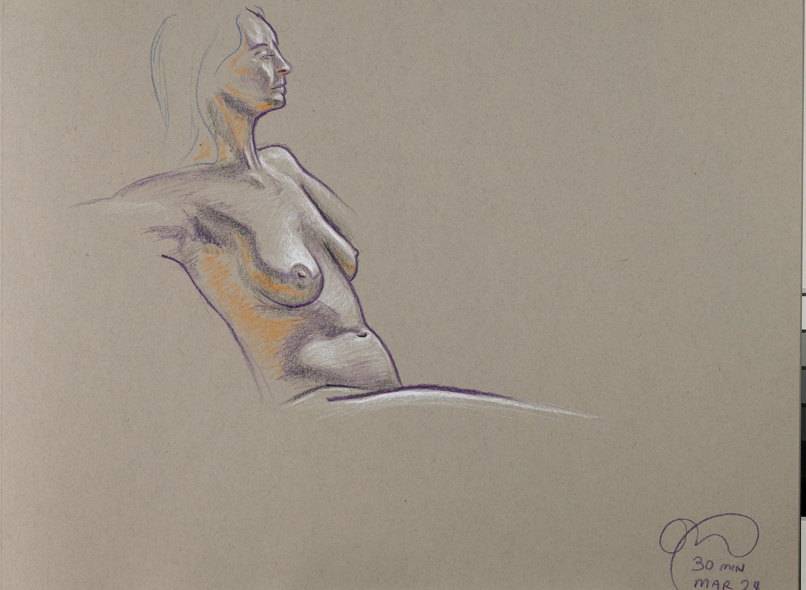 Seated figure, side view by Riley Adamson