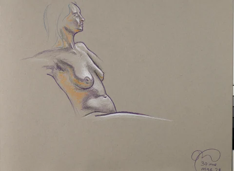 Seated figure, side view by Riley Adamson