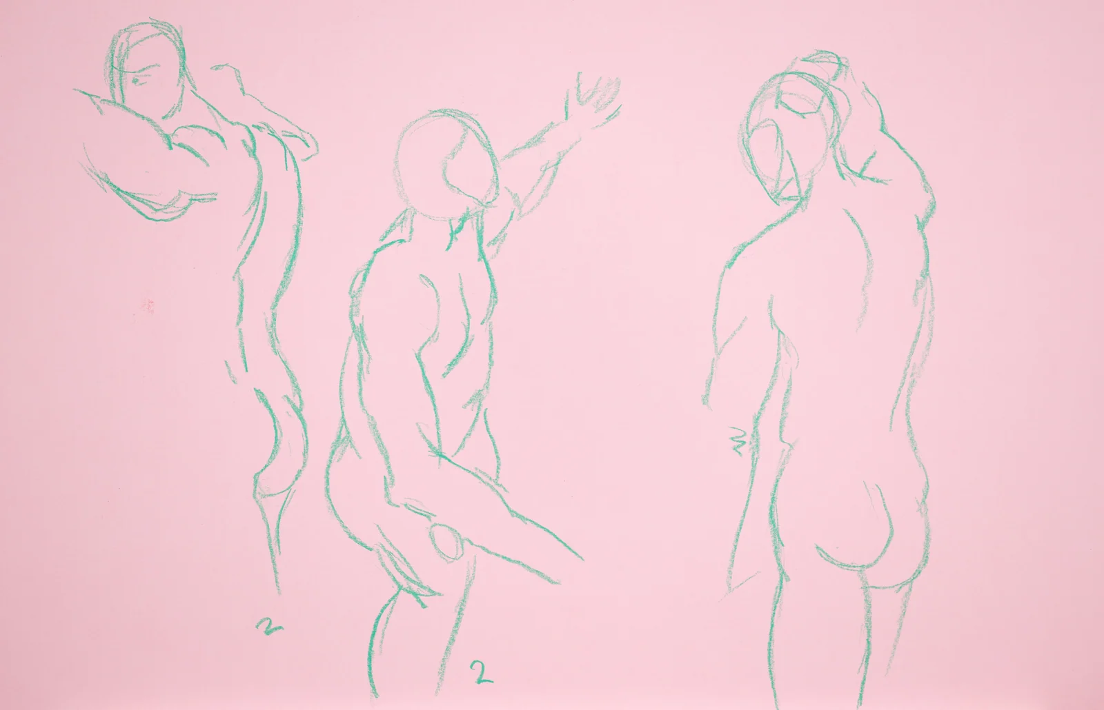 Gesture sheet, 3 poses by Riley Adamson