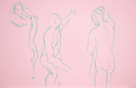 Gesture sheet, 3 poses by Riley Adamson